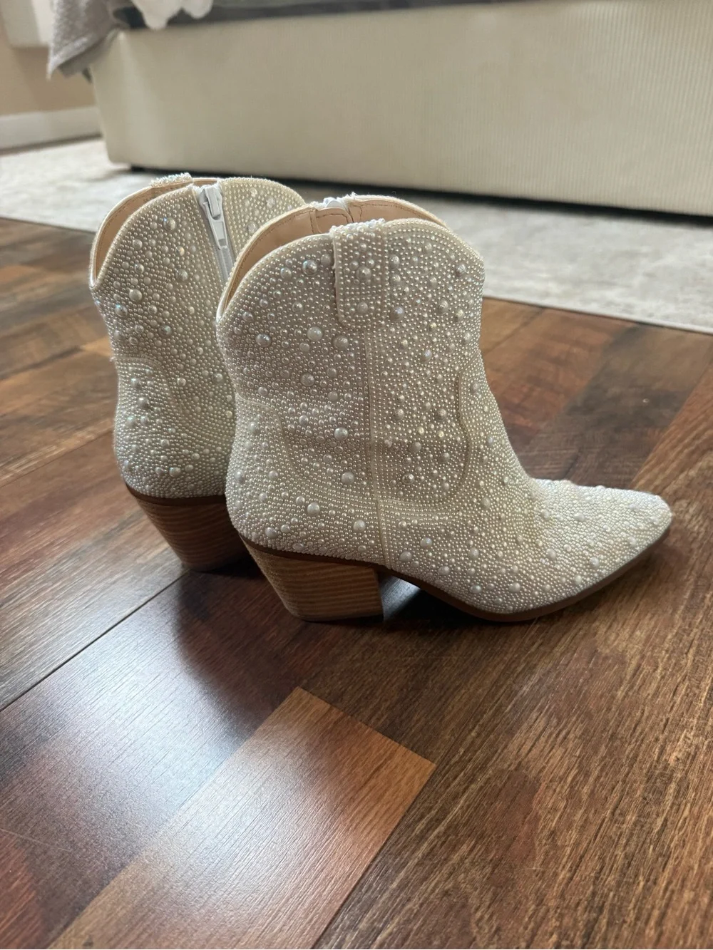 Betsey Johnson Pearl-Embellished Western Booties